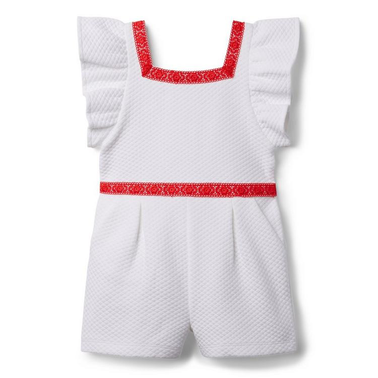 Lace Trim Quilted Jacquard Romper | Janie and Jack