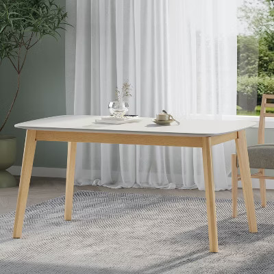 GDFStudio Anne Mid Century Modern Wood Dining Table, White Oak/Natural Oak | Target