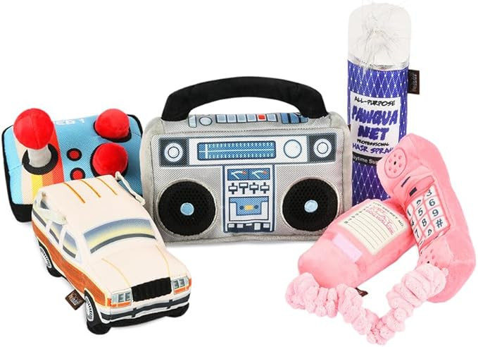 P.L.A.Y. Cute Plush Dog Toys - 1980s Classics Themed Durable Squeaker Crinkle Chew Toys, Great fo... | Amazon (US)