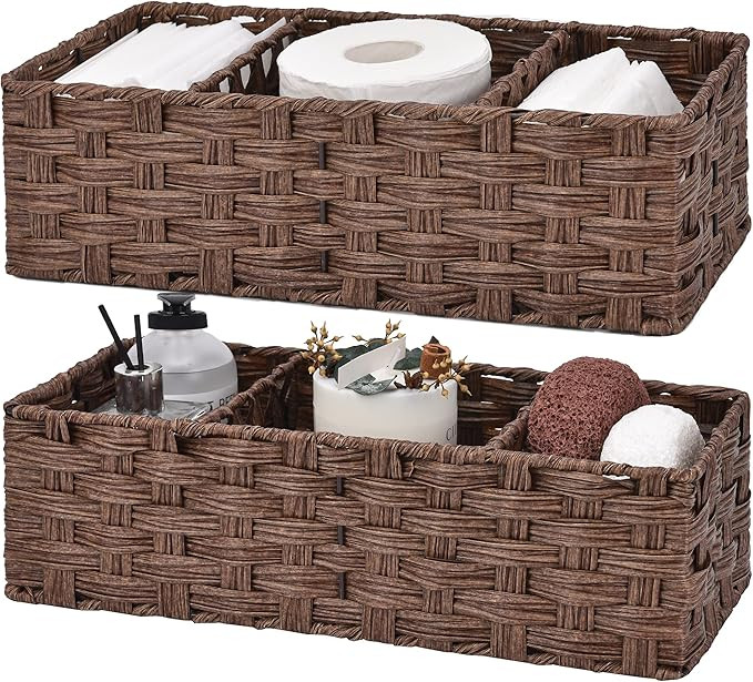 GRANNY SAYS Bathroom Baskets for Organizing, Toilet Storage Basket Waterproof, Wicker Tank Basket... | Amazon (US)