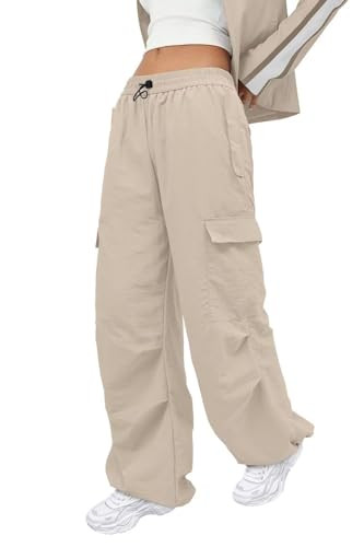 JZC Parachute Pants for Women Cargo Pants Womens Baggy Low Waist Y2K Pants with Pockets Relaxed J... | Amazon (US)