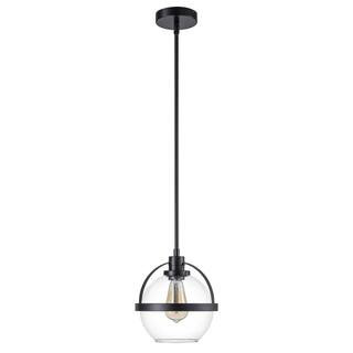 TinHon Modern Black Globe Pendant Light with Clear Glass Shade, 1-Light Hanging Ceiling Fixture f... | The Home Depot
