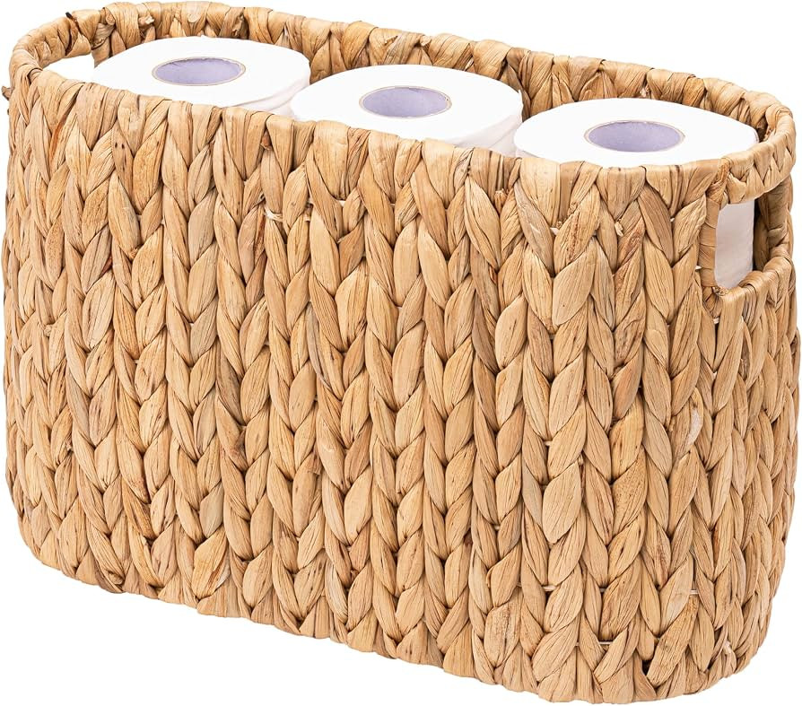 LUSYDECO Wicker Toilet Paper Storage with Built-in Handles, Toilet Paper Holder for up to 6 Mega ... | Amazon (US)