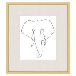 Pampa Modern White Elephant Animals & Nature Gold Frame Illustration - 18x16 | Kathy Kuo Home