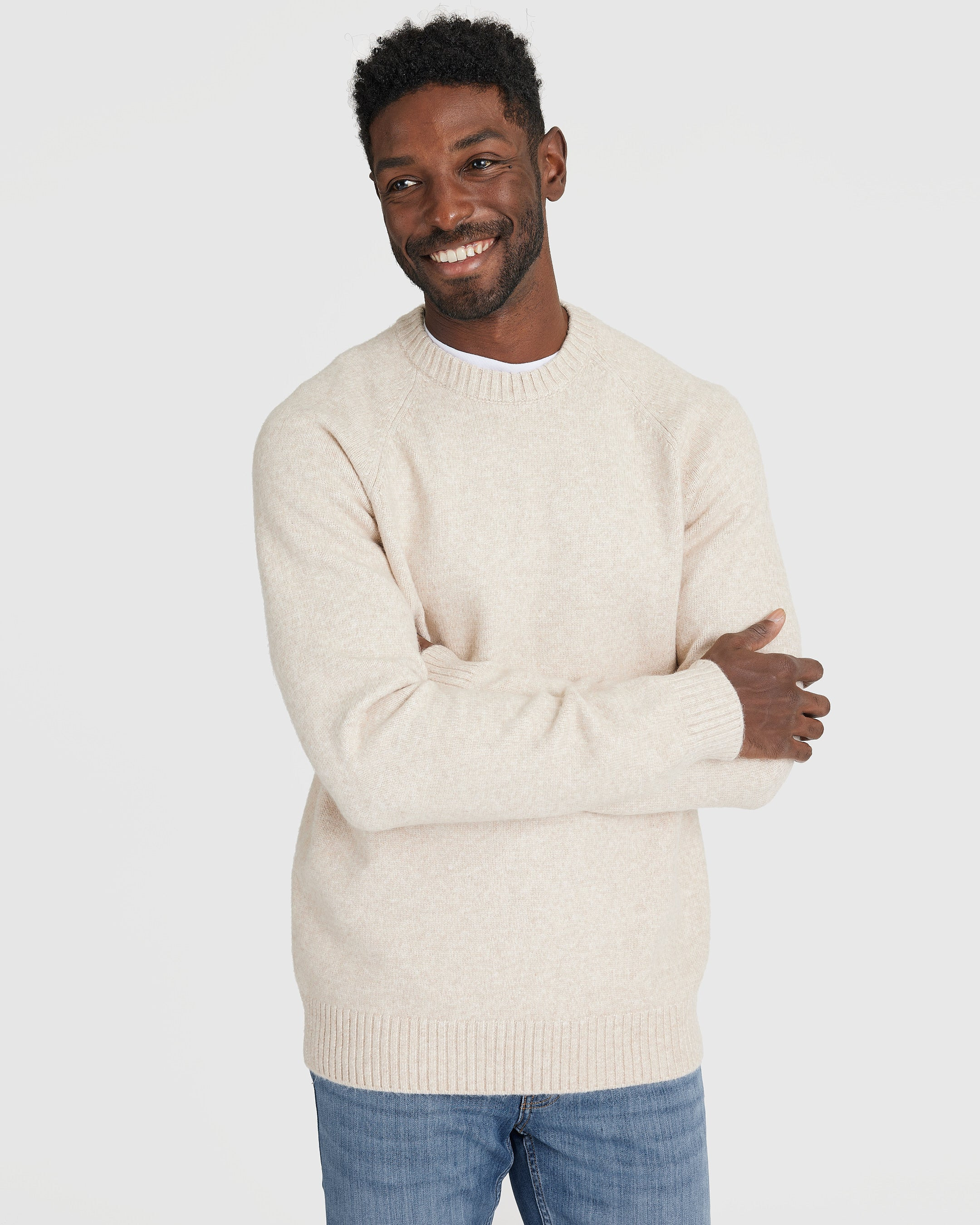 Heather Oatmeal Crew Neck Sweater | True Classic