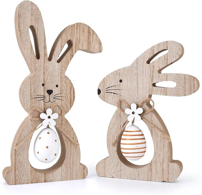 Easter Bunny Table Decor Wooden Signs Tiered Tray Decor Rustic Easter Wood Sign Farmhouse Bunnies... | Amazon (US)