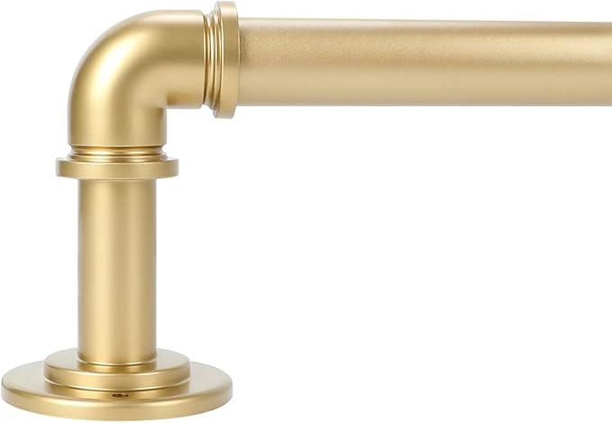 OLV Gold Industrial Curtain Rods for Windows 66 to 120 Inch(5.5-10 ft),1'' Blackout Wrap Around C... | Amazon (US)