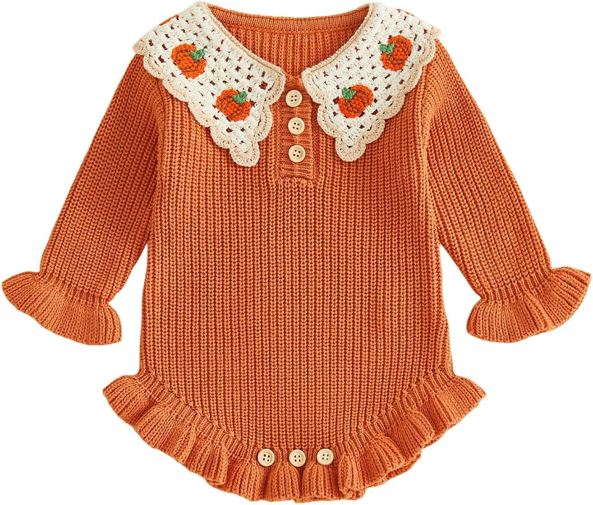 Fall Baby Girl Clothes Strawberry Sweater Knit Romper 0-18M | Amazon (US)