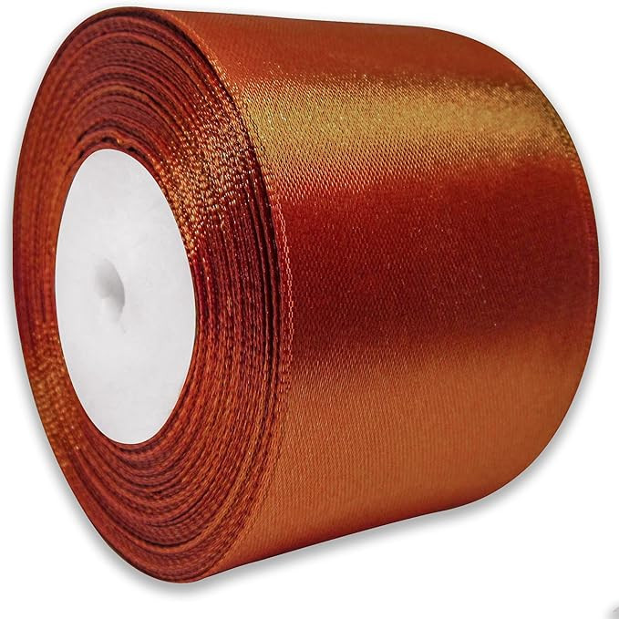 2 inch Brown Satin Ribbon Wide Double Faced Polyester Ribbon for Craft Ribbon Roll 2 in x 25 Yard... | Amazon (US)