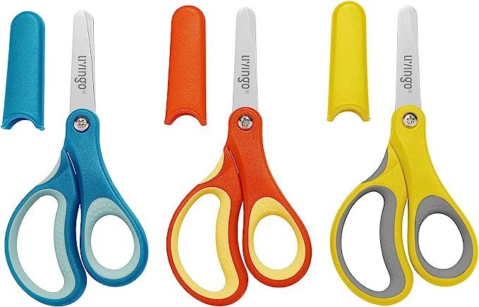 LIVINGO 3 Pack 5” Kids Scissors, Left/Right Handed Blunt Stainless Safety Toddler Preschool Chi... | Amazon (US)
