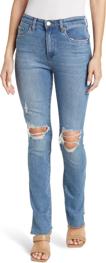 BLANKNYC Distressed Slit Raw Hem Flared Jeans | Nordstromrack | Nordstrom Rack