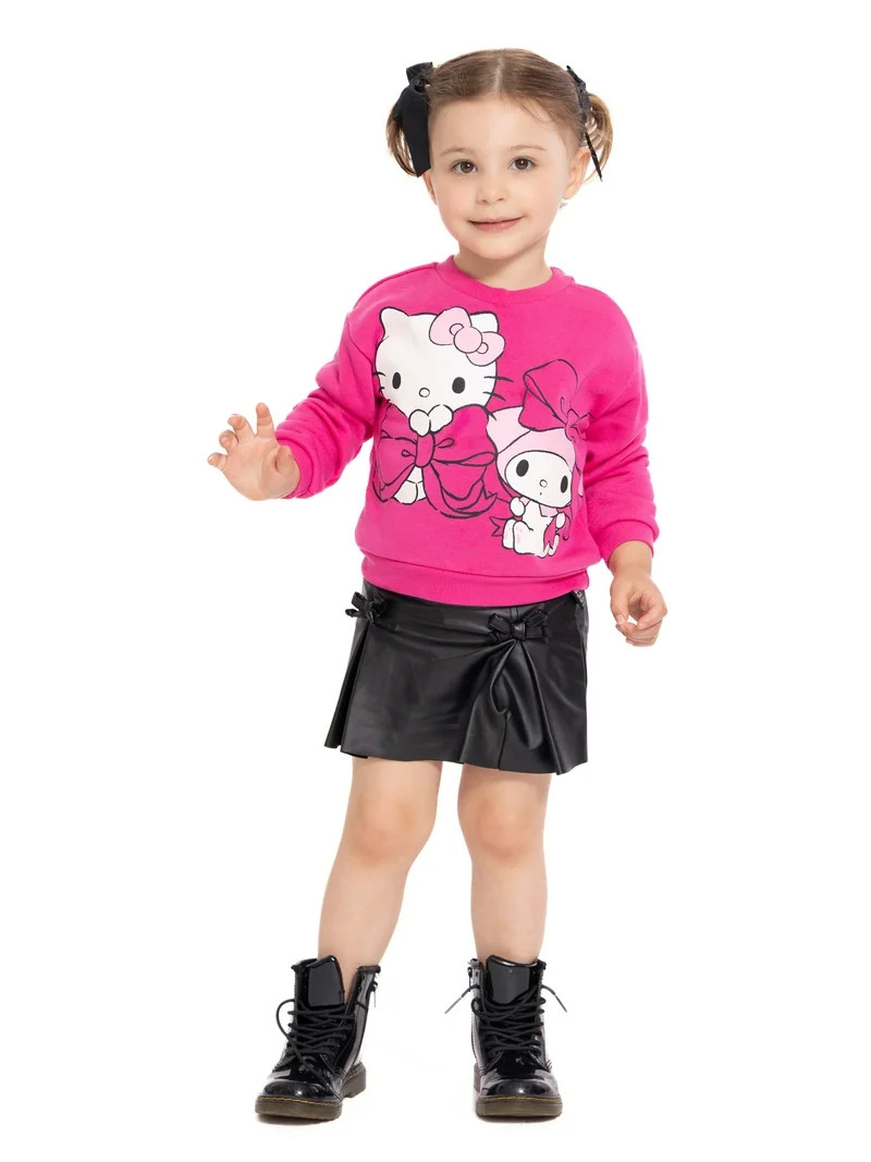 Hello Kitty and Friends Toddler Girls' Graphic Sweatshirt and Pleated Skirt Set, 2-Piece, Sizes 1... | Walmart (US)