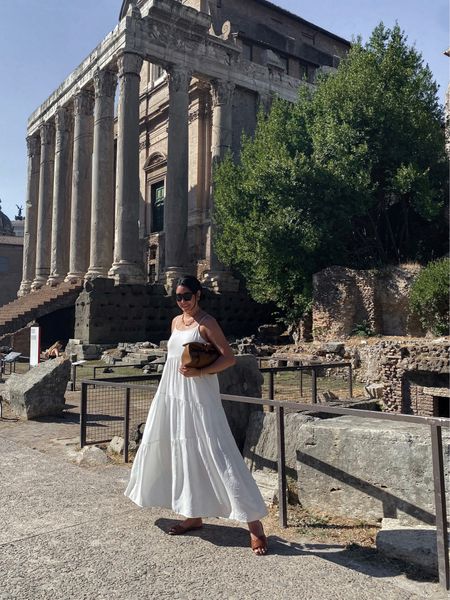 The most comfy white flowy dress and matching tan purse & sandals | 📍roman forum  

#LTKtravel #LTKeurope #LTKSeasonal