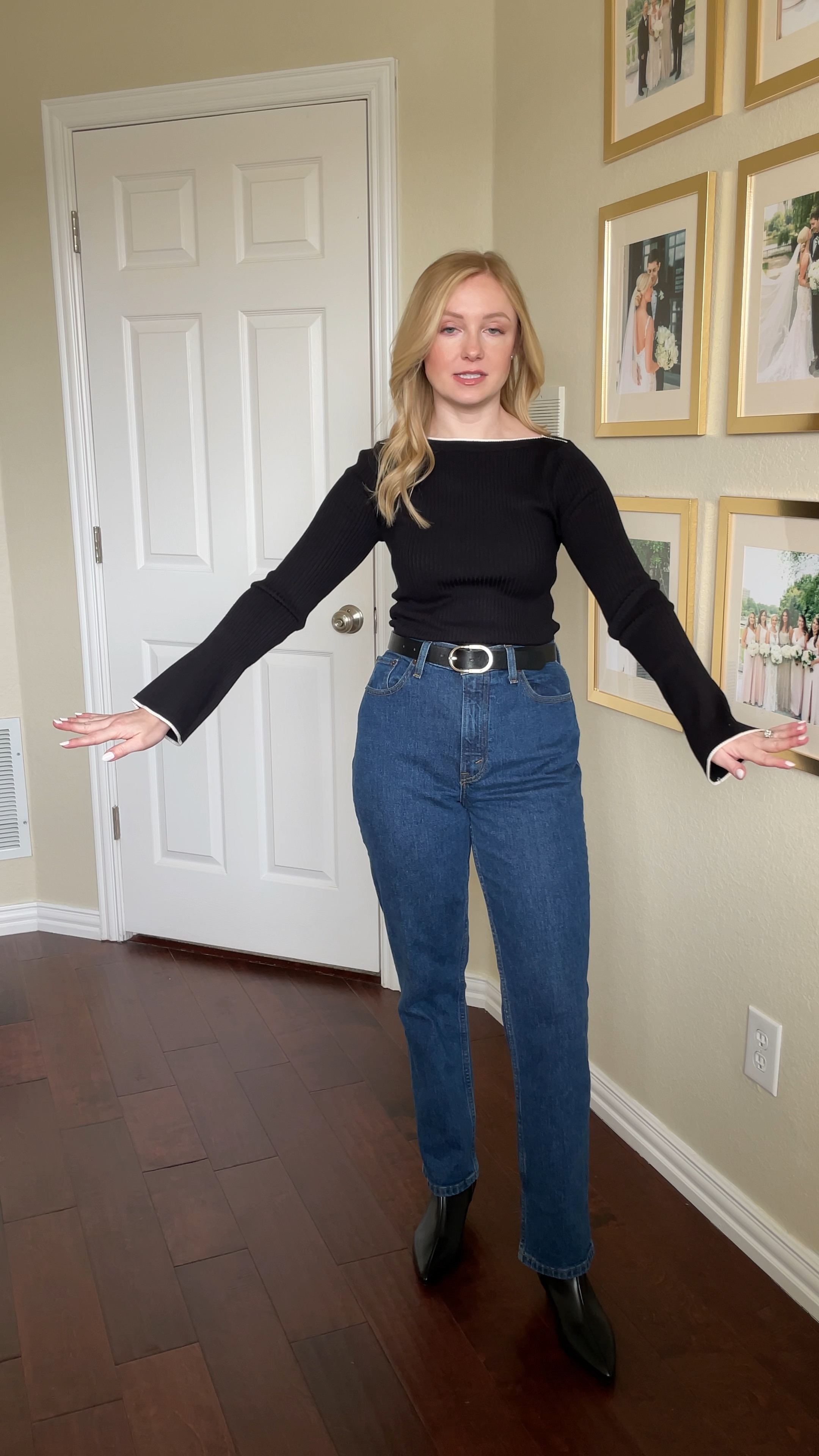 Love this classic black and white top! The bell sleeves are so fun! Wearing an XS 

#LTKSeasonal #LTKSaleAlert #LTKStyleTip