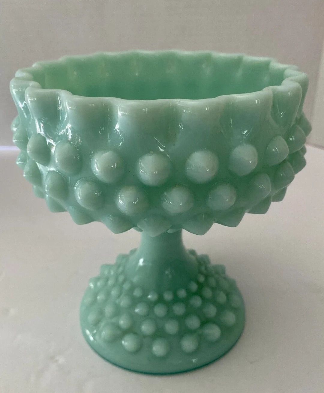PERFECT Fenton Glass Hobnail Ruffled Compote, 1950s Pedestal Candy Dish - Etsy | Etsy (US)