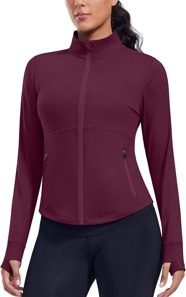 PINSPARK Women's Cropped Workout Jacket Lightweight Full Zip Running Jacket Comfy Slim Fit Athlet... | Amazon (US)
