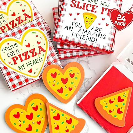 Valentines Day Gifts for Kids - Valentines Day Cards for Kids School - 24 Pack Valentine Mini Piz... | Amazon (US)