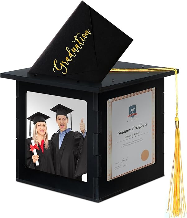 Menkxi 2026 Wooden Graduation Card Box Holder for Party with Picture Frame Graduation Cap Shaped ... | Amazon (US)