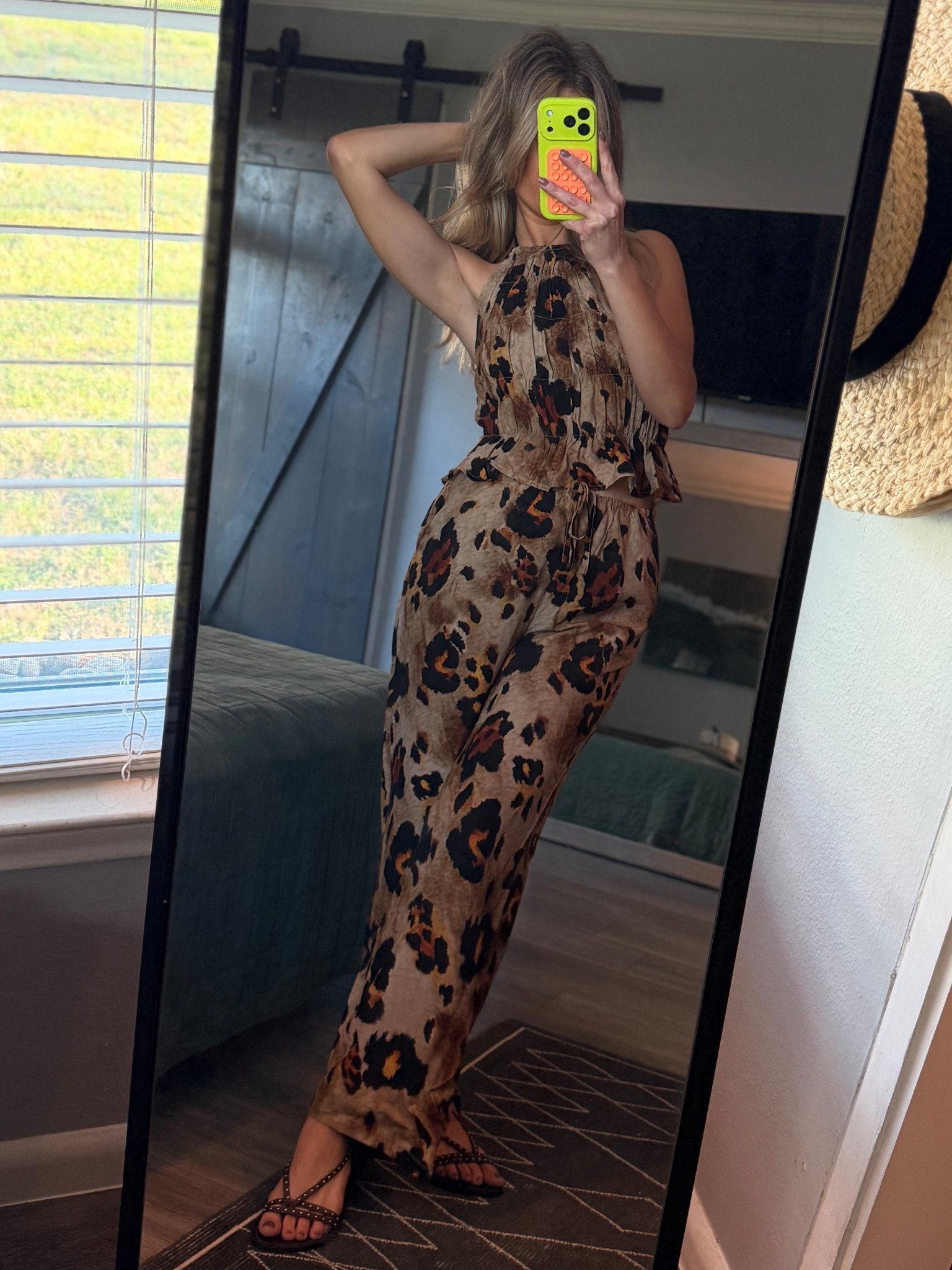 lovvve this two piece set that feels like pajamas but looks so cute & trendy ✨ I’m in a size small 🫶🏽 #resortwear #animalprint #springbreak #summerstyle 

#LTKOver40 #LTKSpringSale #LTKFestival