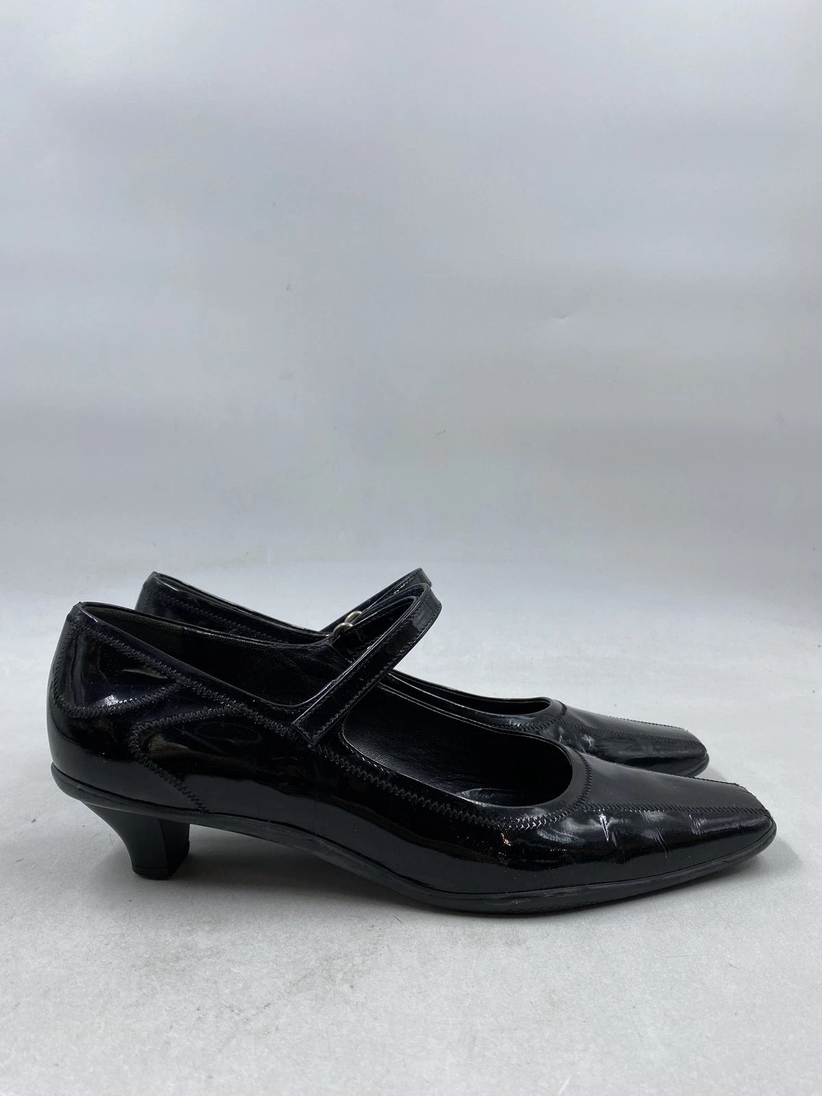 Prada Black Patent Leather Mary Jane Square Toe Strap W 7.5 | eBay US