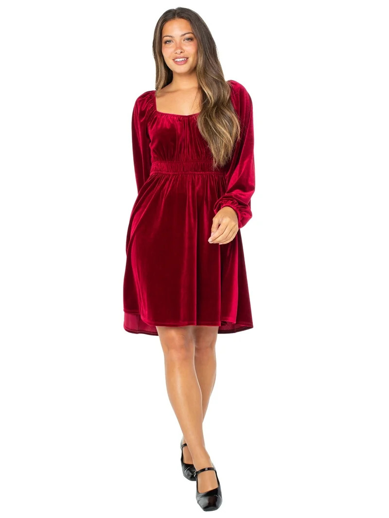 Celebrity Pink Women's Sweetheart Velvet Dress, Sizes XS-XXXL | Walmart (US)