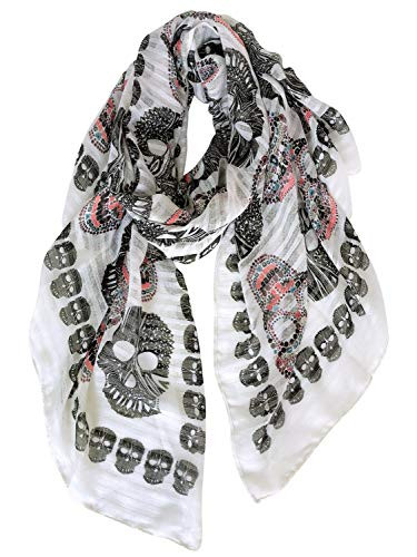 GERINLY Cool Skull Scarfs for Women Large Wrap Shawls Lightweight Cotton Scarves Halloween Calave... | Amazon (US)