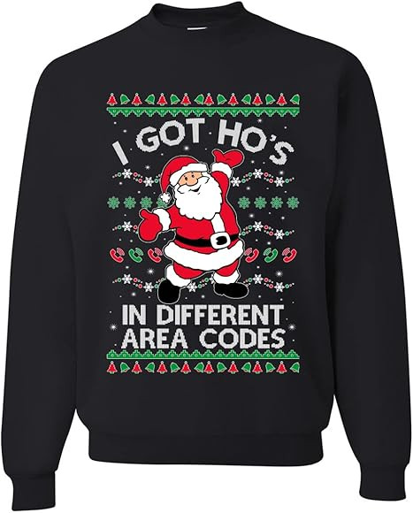 Wild Bobby I Got Ho's in Different Area Codes Funny Santa Xmas Ugly Christmas Sweater Unisex Crew... | Amazon (US)
