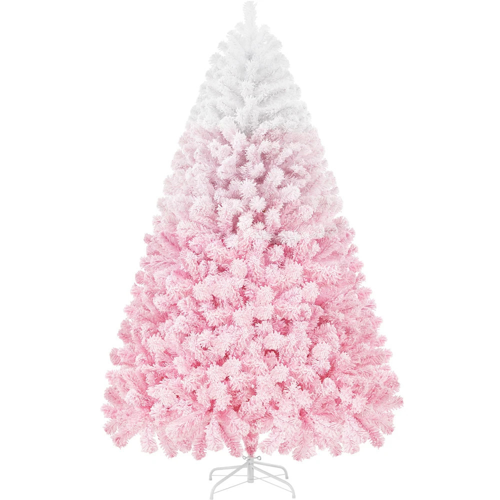 Yaheetech 6FT Lake Pink Gradient Flocked Artificial Christmas Tree with Foldable Stand | LSSYOT0001 | Lowe's