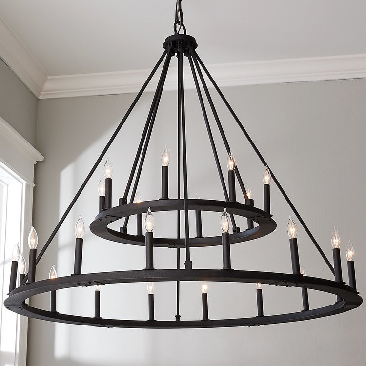 Minimalist Iron Ring Two Tier Chandelier - 24 Light | Shades of Light