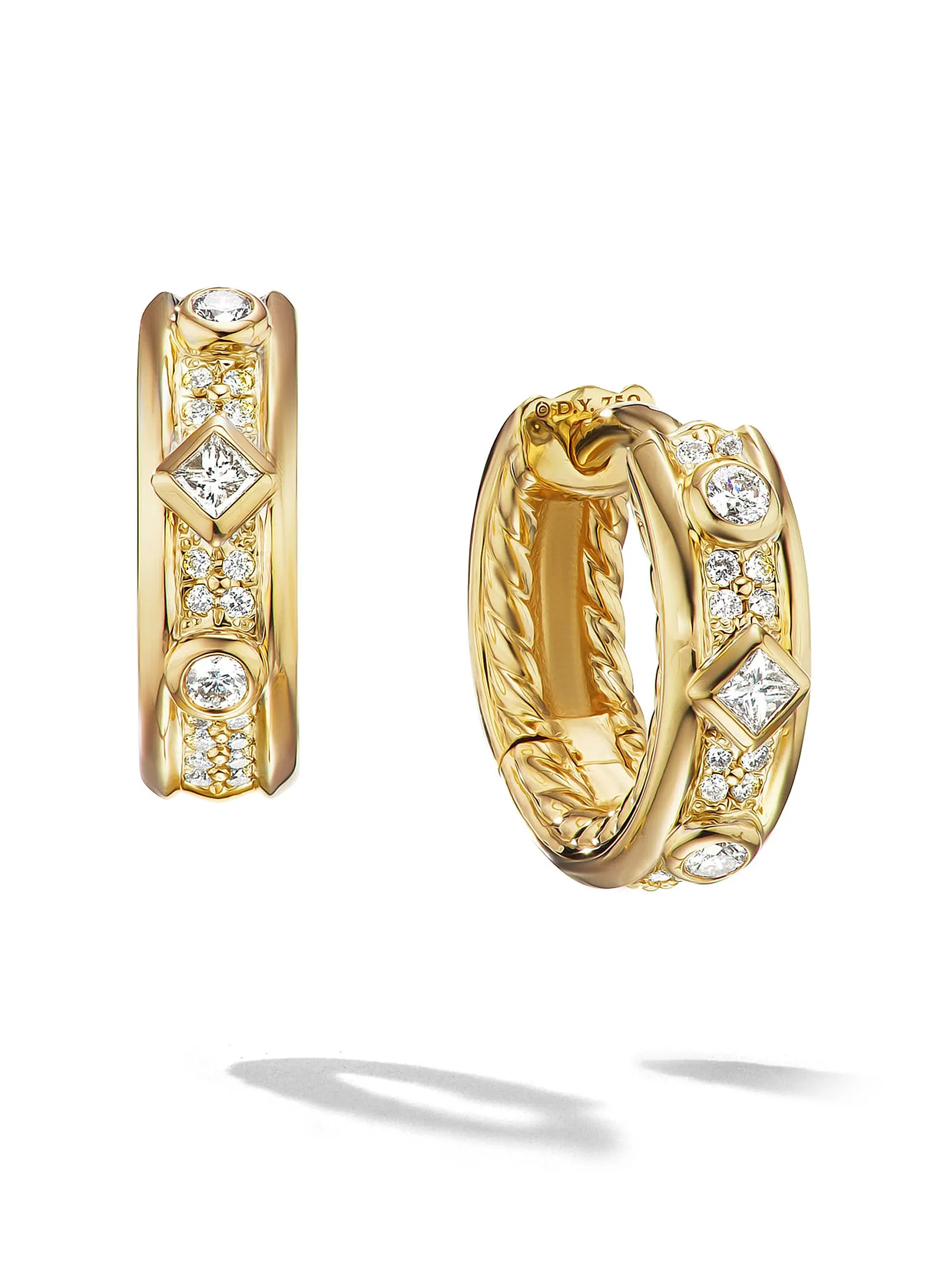 David YurmanModern Renaissance Huggie Earrings In 18K Yellow Gold With Full Pavé Diamonds | Saks Fifth Avenue