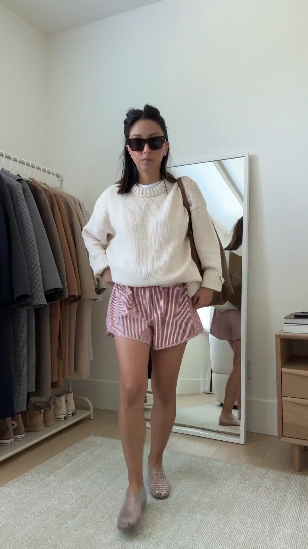 Easy get out of the house outfit to get my hair done. 

Gap sweater petite small. Need the petite xs. This one if from Last year. Ordered the current one to see if it’s the same
Recreational Habits shorts medium
Amazon jelly flats 5
Mansur Gavriel tote 
Celine sunglasses 

Fall outfits, fall style, transitional outfit, petite style 

#LTKFindsUnder50 #LTKPetite #LTKSaleAlert