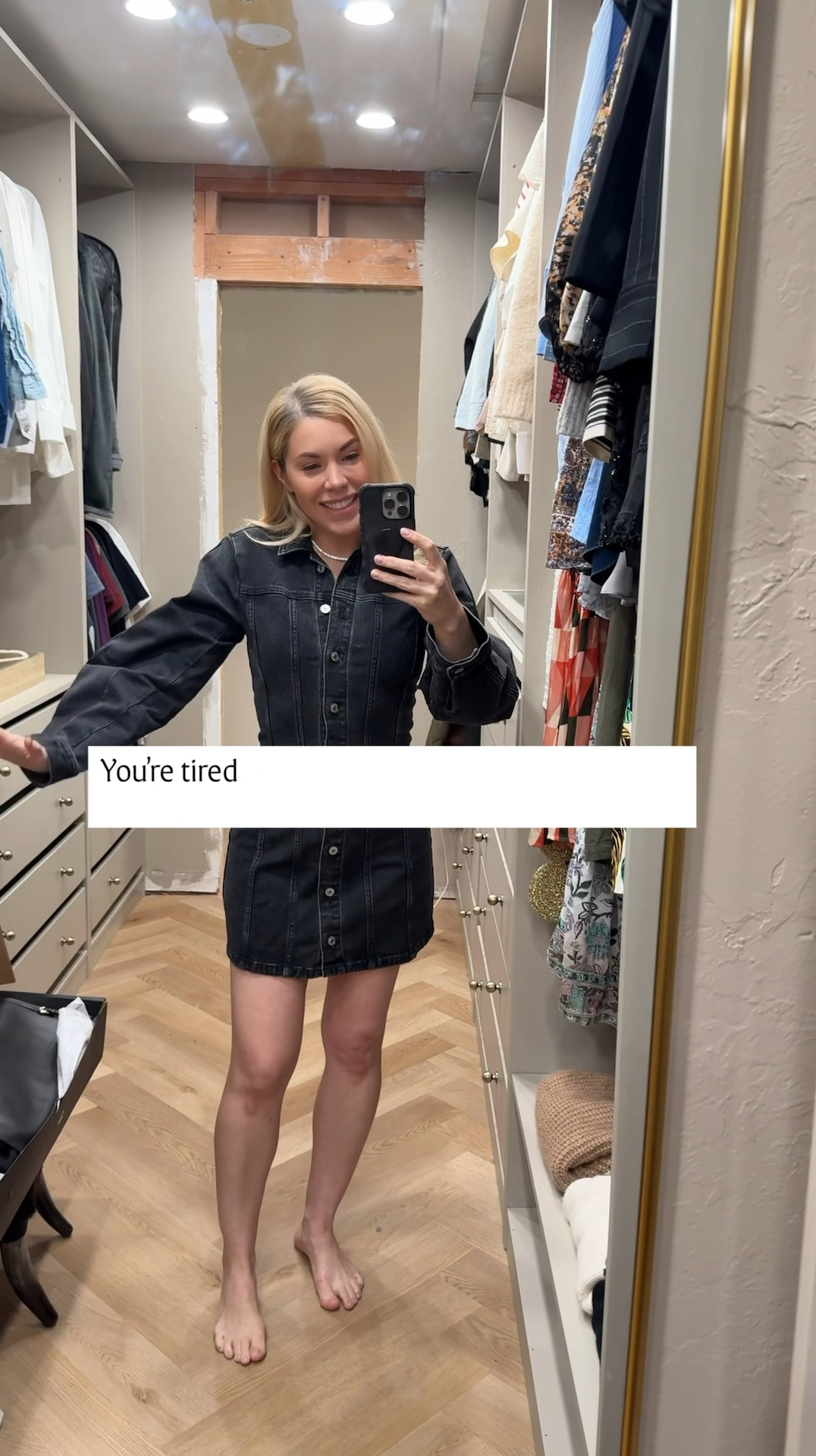 Dress runs SMALL!!! The regular denim color fits bigger.

20% off black boots w/ code “Ally20”
Dress on sale too!
Denim dress
Tennis necklace 
#ltkstyletip

#LTKSeasonal #LTKFindsUnder50 #LTKSaleAlert