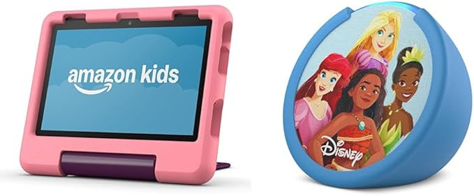 Amazon Kids Entertainment Bundle Including Disney Princess Fire HD 8 Kids Tablet (32GB) + Echo Po... | Amazon (US)