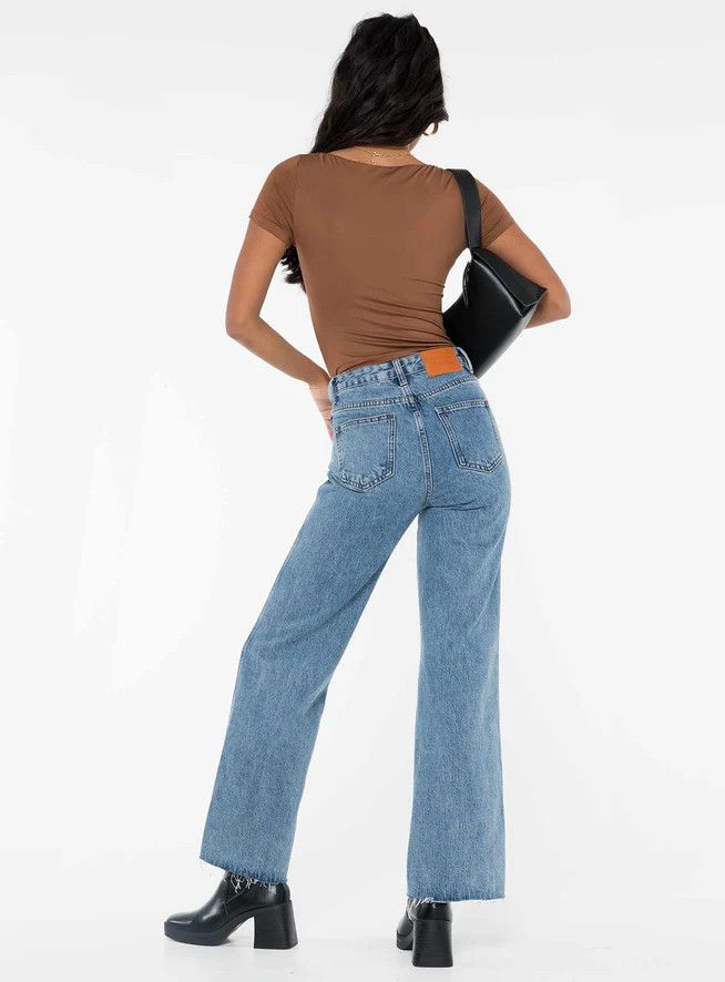 Arlington Straight Leg Denim Jeans Mid Wash | Princess Polly US