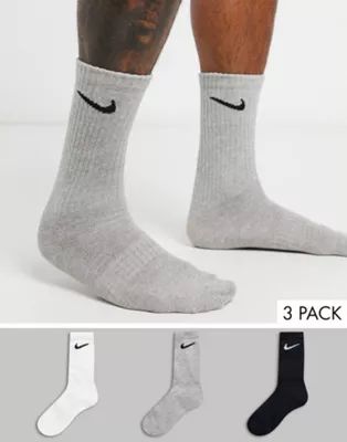 Nike Training crew neck lightweight socks 3 pack in multi | ASOS (Global)