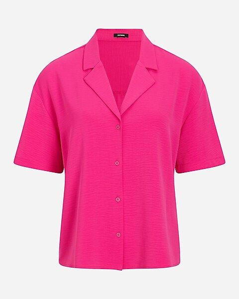 Short Sleeve Button Up Boxy Shirt | Express