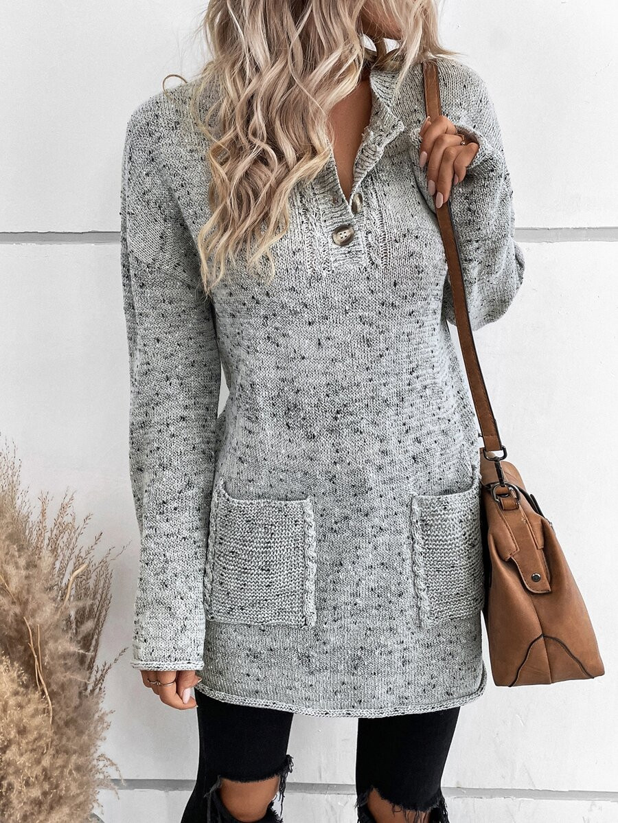 Marled Knit Drop Shoulder Pocket Patched Sweater
   
      SKU: sw2208291443973133
          (23 ... | SHEIN