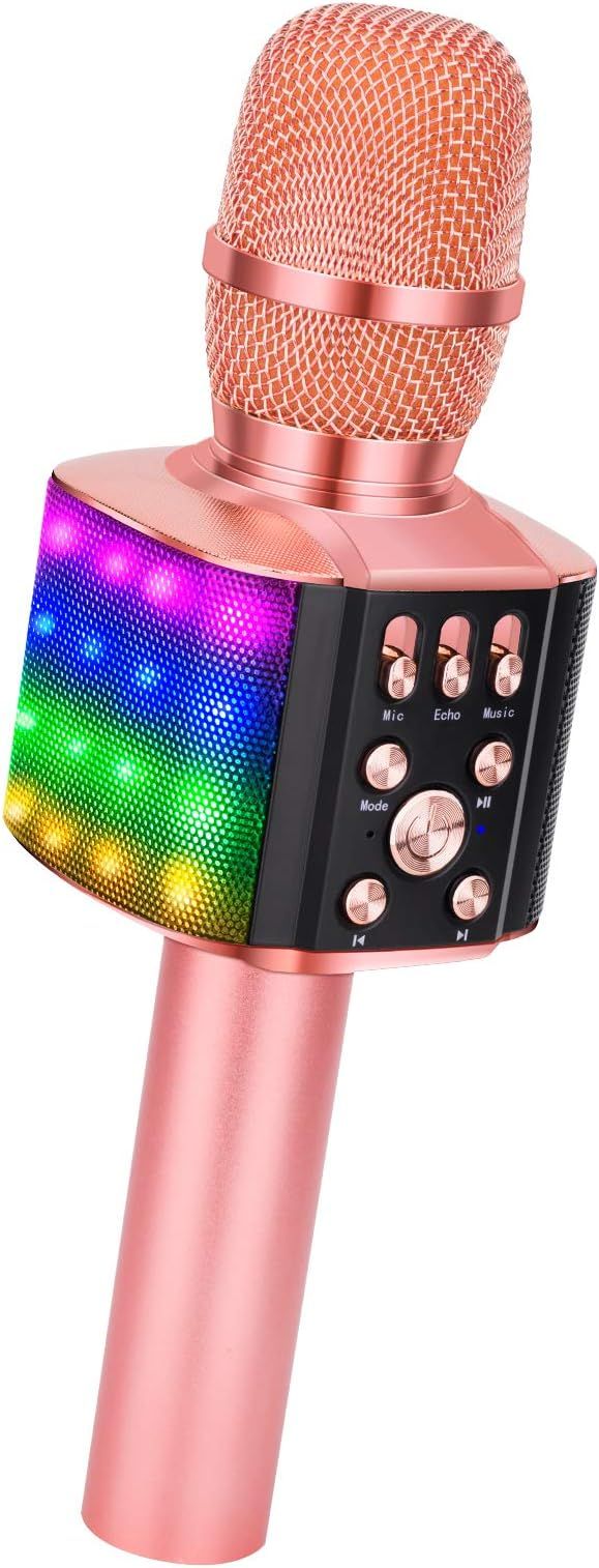 BONAOK Wireless Bluetooth Karaoke Microphone with controllable LED Lights, 4 in 1 Portable Karaok... | Amazon (US)