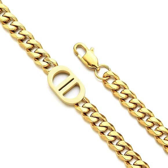 MITITEE Cuban Link Chain Choker Women Gold Silver Miami Cuban Link Choker Chunky Chain Titanium N... | Amazon (US)