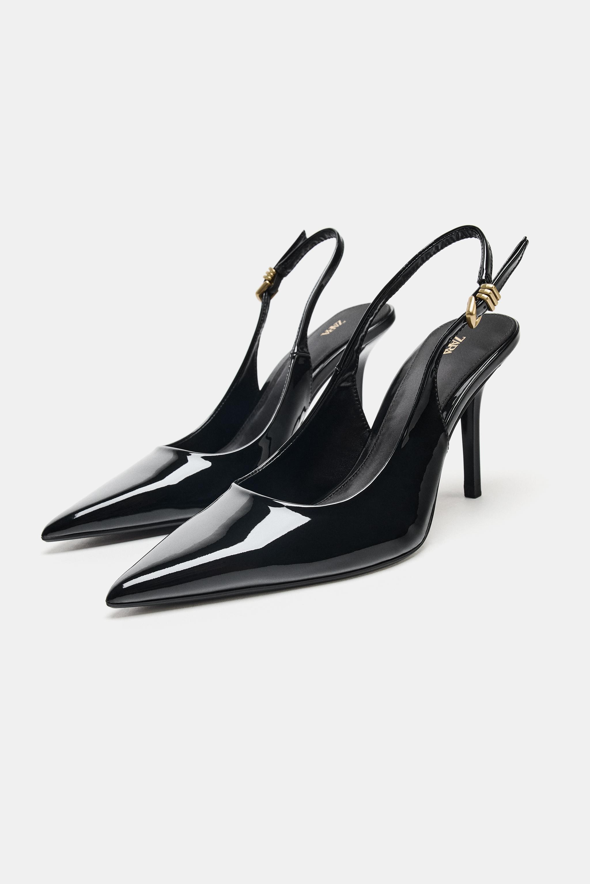 METALLIC BUCKLE SLINGBACK HEELS | Zara US