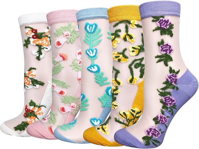 5 or 15 Pairs Clear Women Sheer Socks Thin Summer Socks Liners Lace Tulle Ankle Transparent Cute ... | Amazon (US)