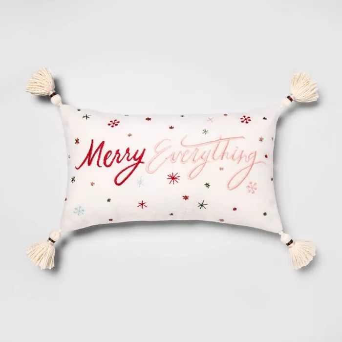 Merry Everything' Lumbar Throw Pillow With Corner Tassels - Opalhouse™ | Target