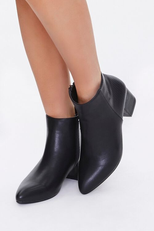Faux Leather Block Heel Booties | Forever 21 (US)