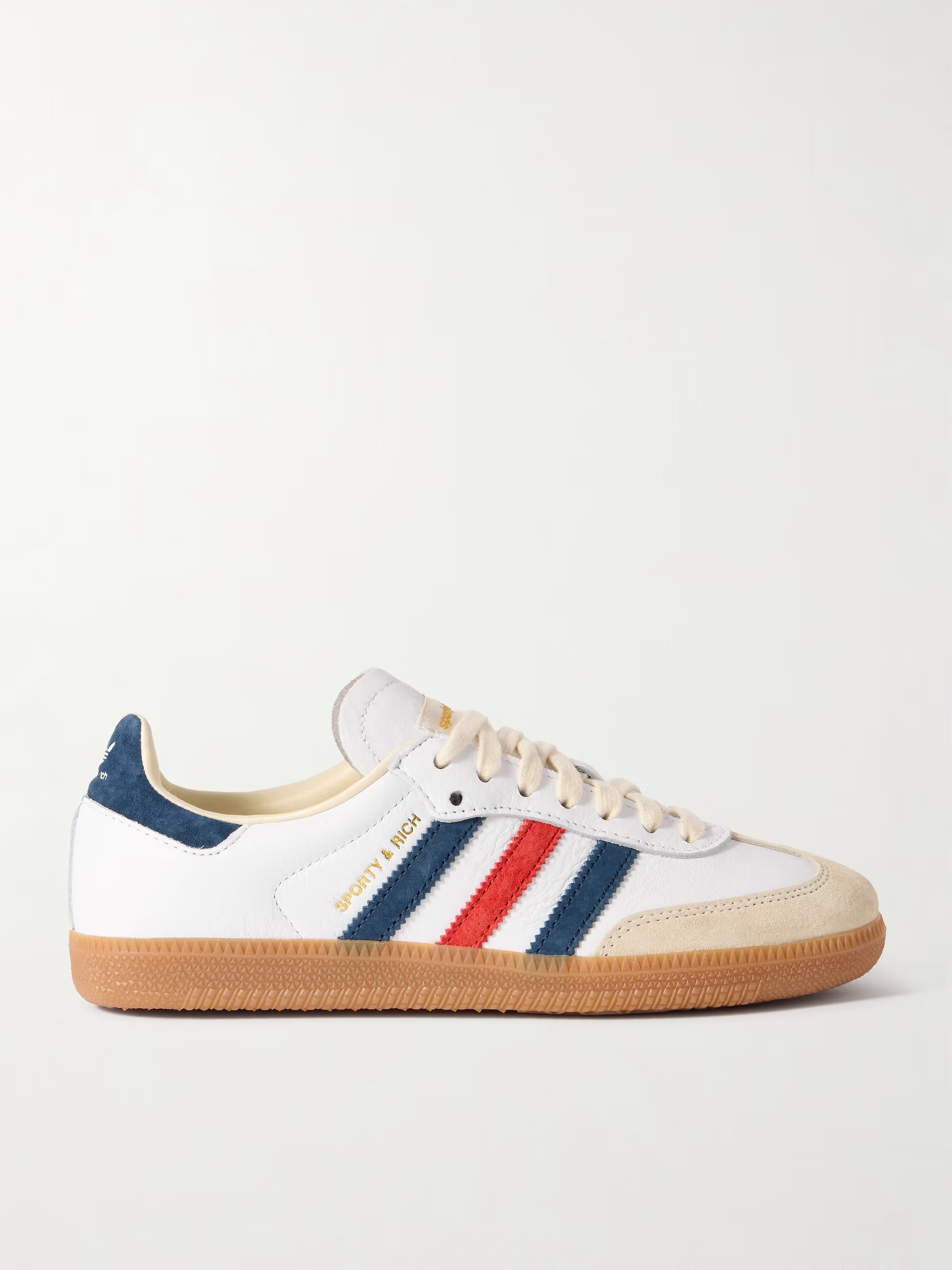 ADIDAS ORIGINALS+ Sporty & Rich Samba OG satin and suede-trimmed leather sneakers | NET-A-PORTER (US)