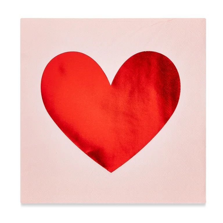 Valentine's Day Red Foil Heart Napkins, 16 Count, Way To Celebrate | Walmart (US)