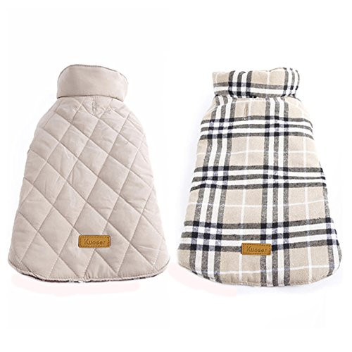 Kuoser Cozy Waterproof Windproof Reversible British style Plaid Dog Vest Winter Coat Warm Dog Appare | Amazon (US)