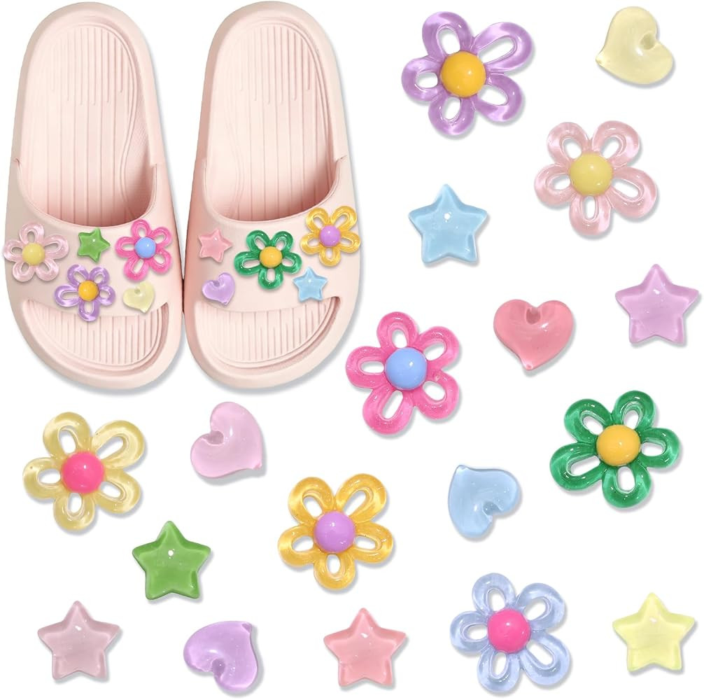 Colorful Shoes Charms Summer Daisy Flower Heart Charms for Clog Sandals Accessories Cute Bear Pea... | Amazon (US)