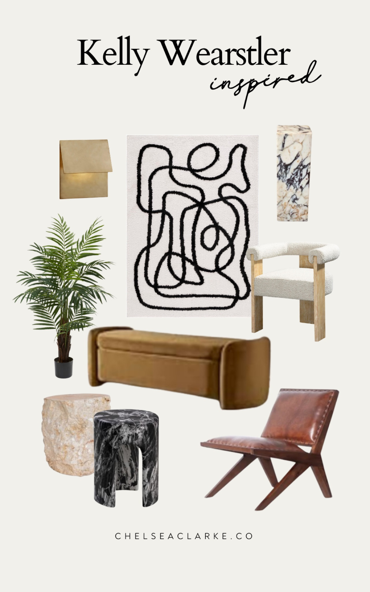 Maximalist decor inspired by Santa Monica Proper Hotel designer Kelly Wearstler. Maximalism home decor interior design living room inspiration. Target home finds, Amazon finds, mid century modern furniture. Marble table, velvet bench, modern lighting, abstract rug, boucle chair.

#LTKstyletip #LTKxTarget #LTKhome