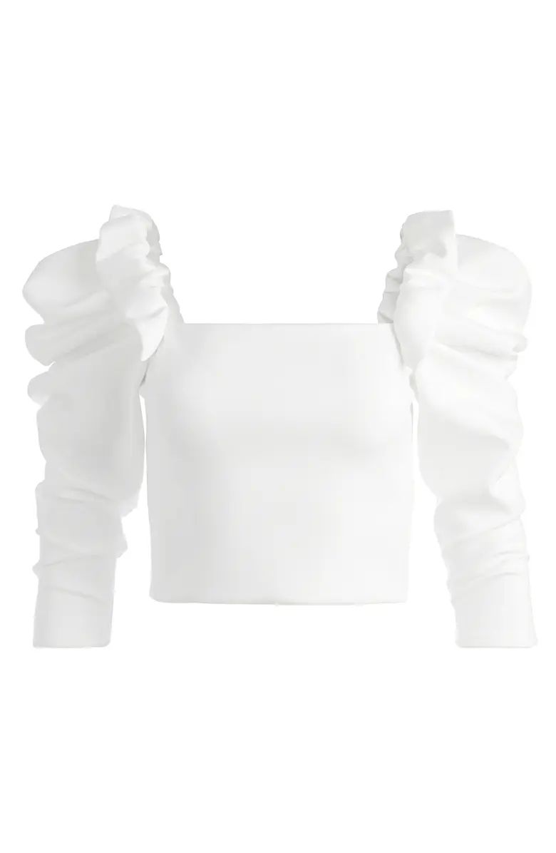 Alice + Olivia Genny Ruffle Puff Shoulder Top | Nordstrom | Nordstrom