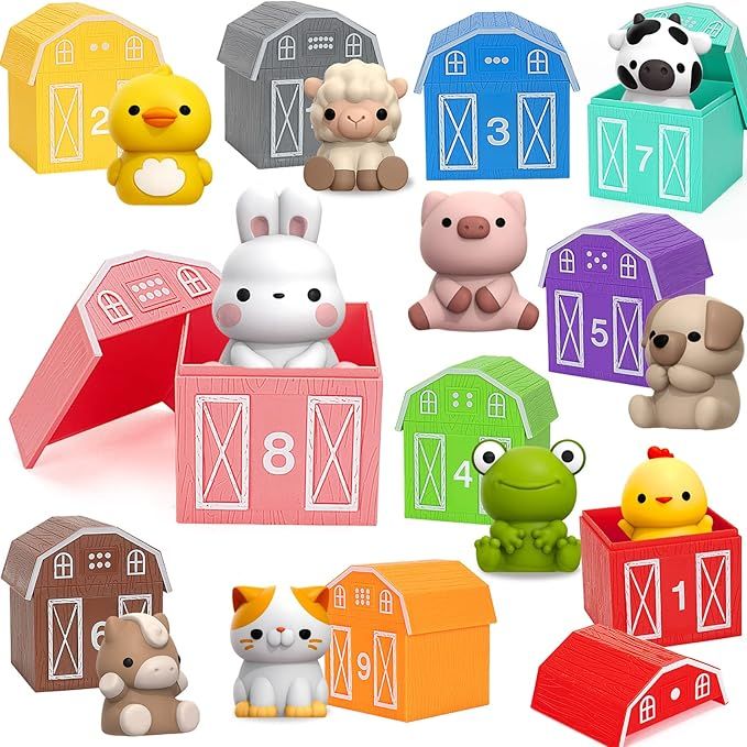 Learning Toys for 1,2,3 Year Old Toddlers, 20Pcs Farm Animals Toys Montessori Counting, Matching ... | Amazon (US)